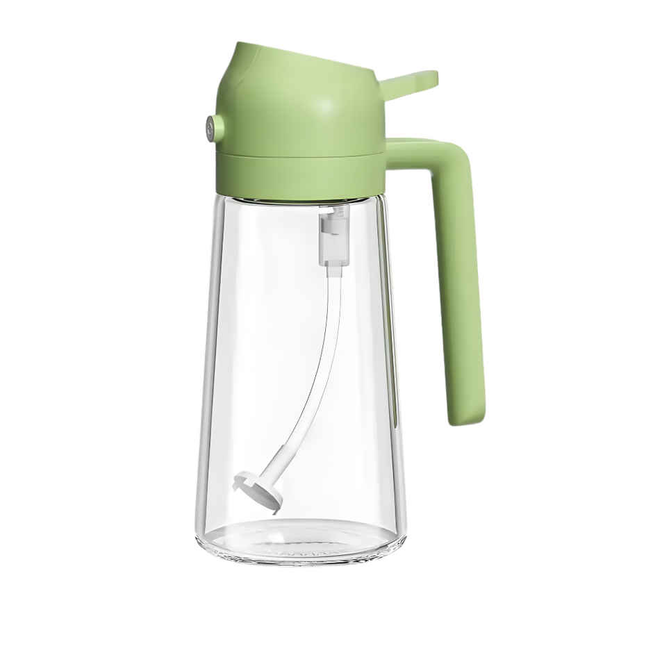 Oil Sprayer & Pourer Bottle for Kitchen Cooking Oil - Glass Cooking Oil Dispenser with Handle