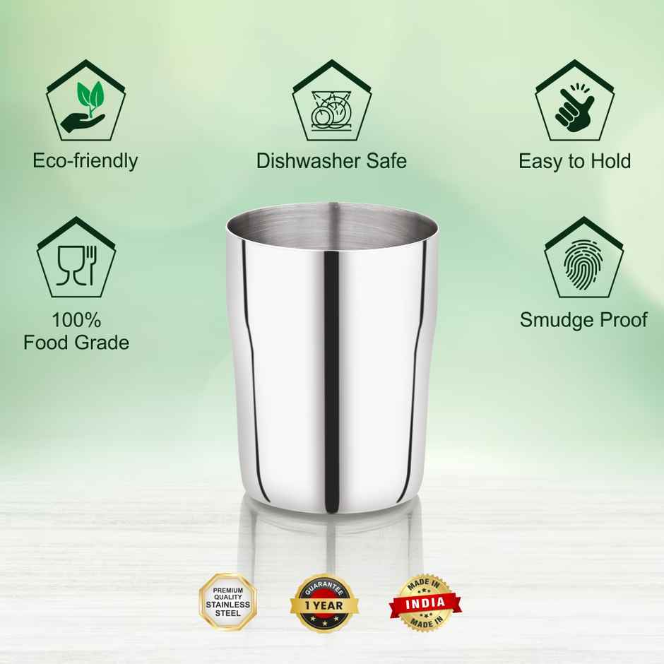 Bhalaria Stainless Steel Glass Food Grade | Serving Glass | Water Juice | 325 ml
