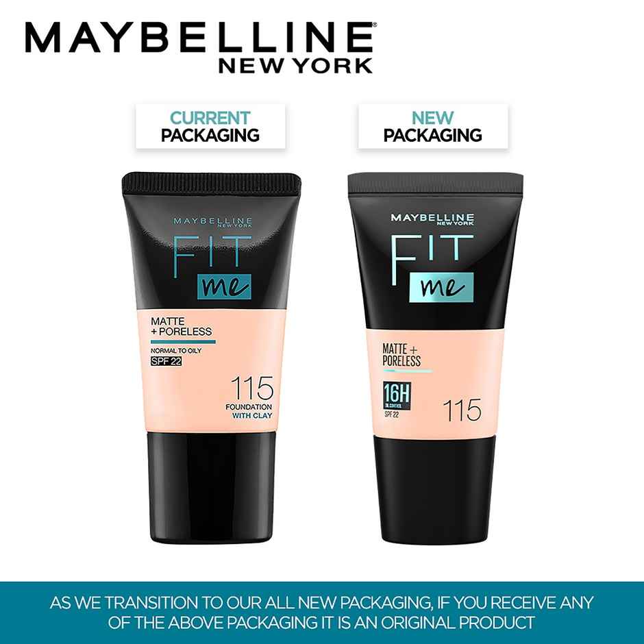 Maybelline New York Fit Me Matte+Poreless Liquid Foundation Tube 115 Ivory