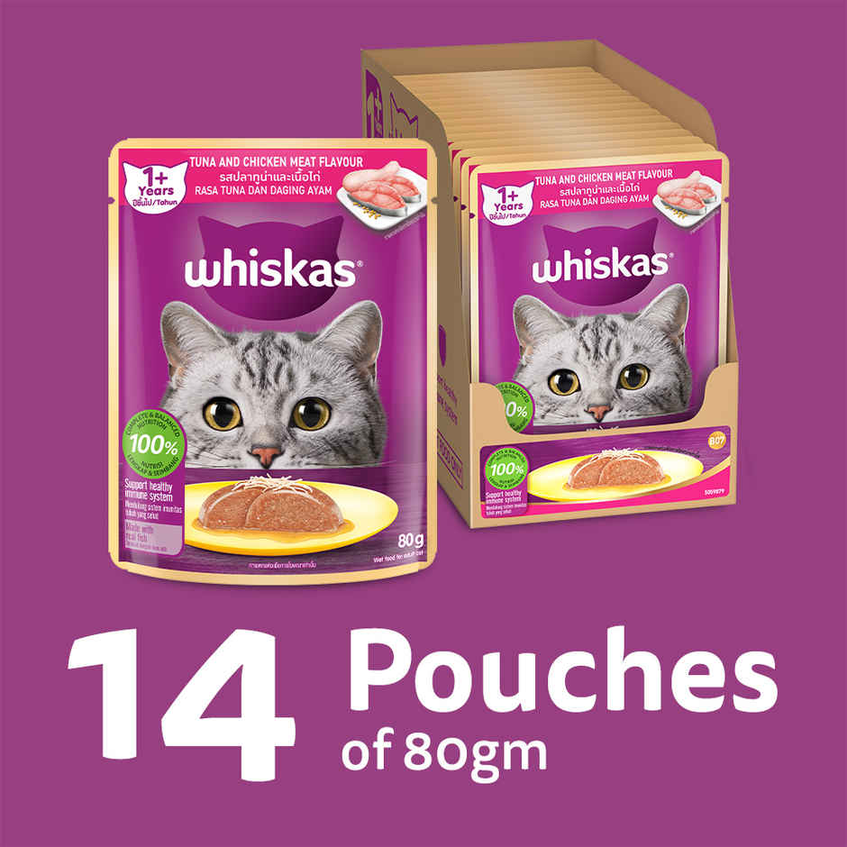 Whiskas Adult Wet Cat Food Tuna and Chicken in Jelly