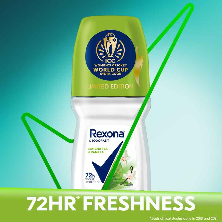 Rexona Antiperspirant Roll-On | Matcha Tea & Vanilla, 12-HSA & Glycerin