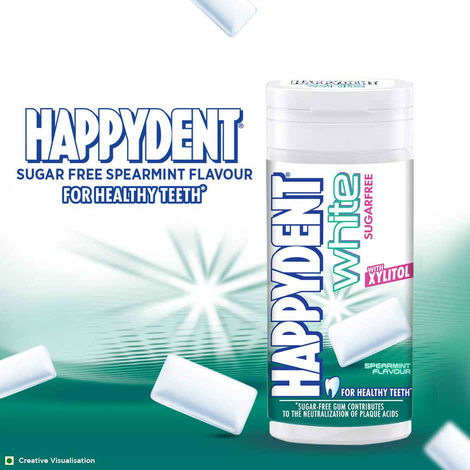 Happydent White, Xylitol Sugarfree Spearmint Flavour, Chewing Gum Pocket Bottle Combo