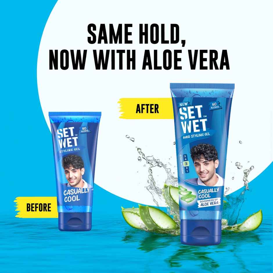 Set Wet Hair Gel for Men Cool Hold Medium Hold Tube