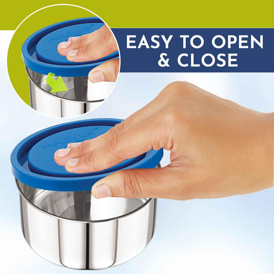 Magnus Fancy 3 Prime Steel Lunch Box Set With Stainless Steel Contianers And Stylish Carry Bag