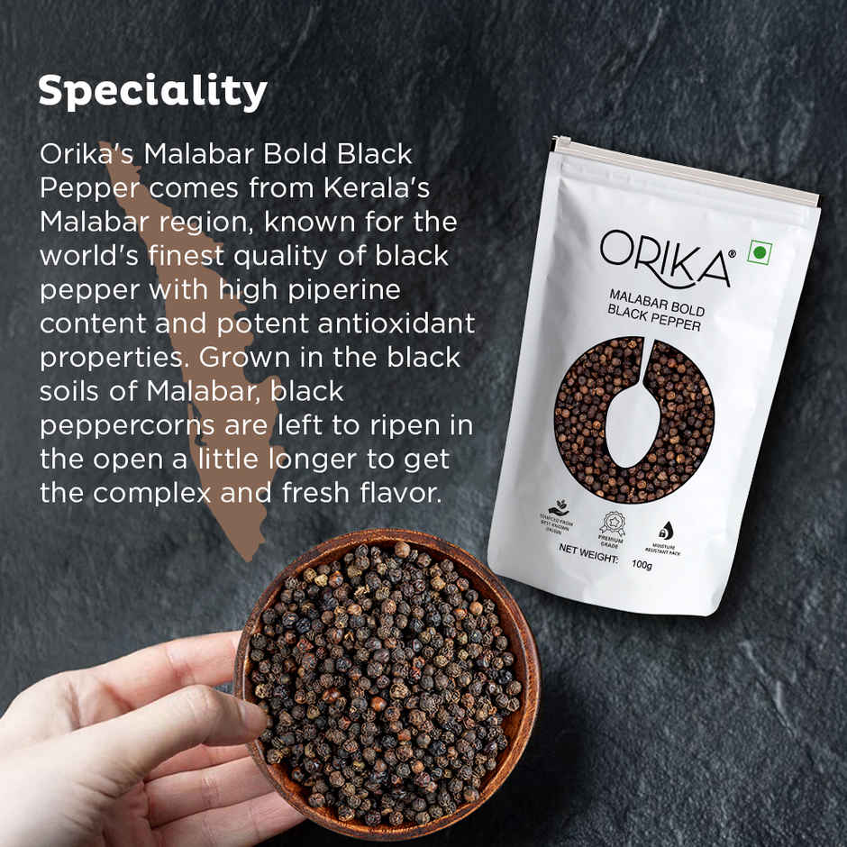 Orika Malabar Bold Black Pepper | Sabut Kaali Mirch