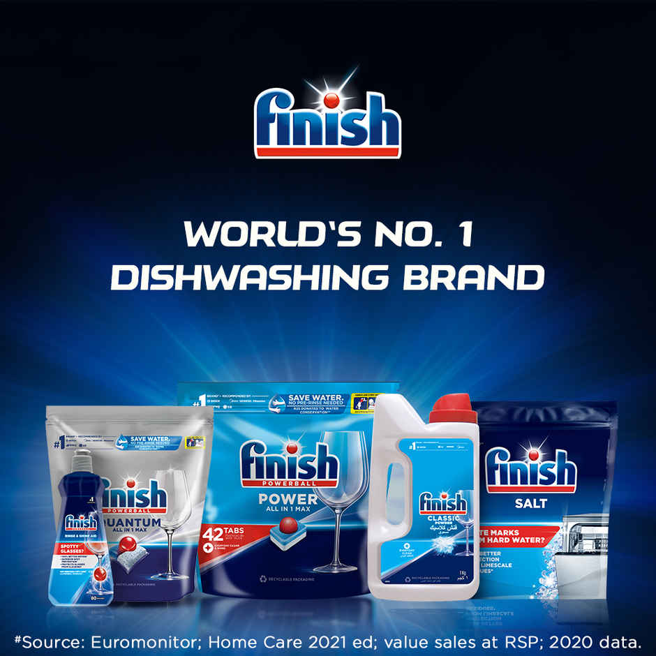 Finish Quantum Dishwasher Tablets (50pc) & Finish Dishwasher Rinse Aid Liquid (400ml) Combo