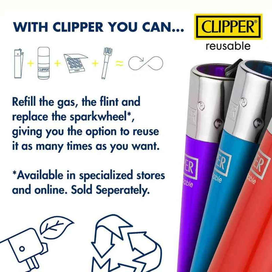 Clipper Lighters CP-11 | Refillable & Reflintable | Premium Quality | Assorted