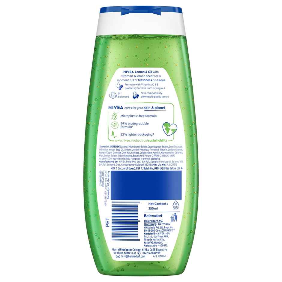 Nivea Frangipani & Oil Shower Gel (250ml) & Nivea Waterlily & Oil Shower Gel (250ml) & Nivea Shower Gel Lemon & Oil (250ml) Combo