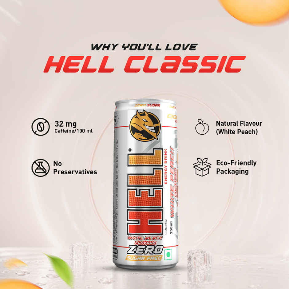 Hell Energy Zero White Peach Energy Drink
