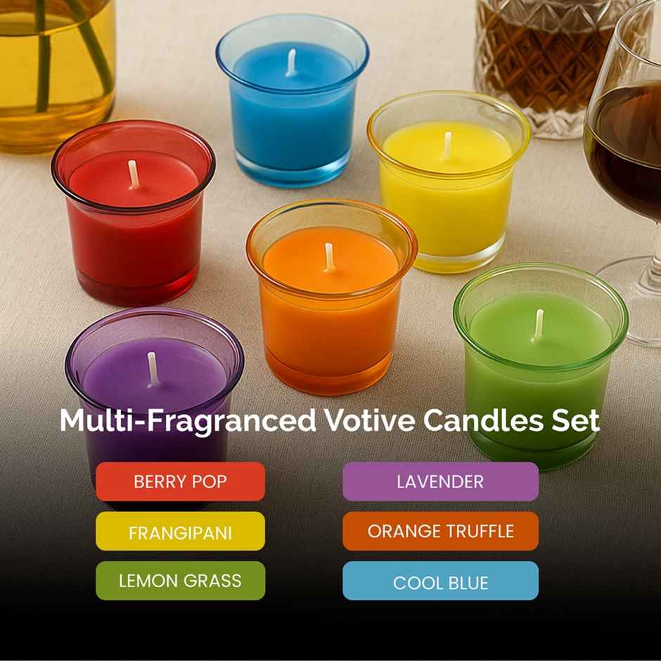 Votive Shot Glass Aroma Candles | Pack of 6 | Candle Gift Set | Home Decor | IRIS