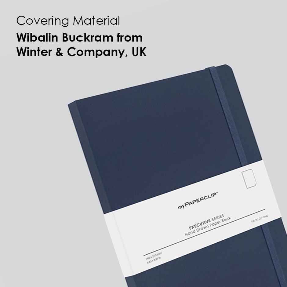 myPAPERCLIP Executive Series A5 Notebook | Soft Cover | Blue | 240 Plain Pages | Flat-lay Design