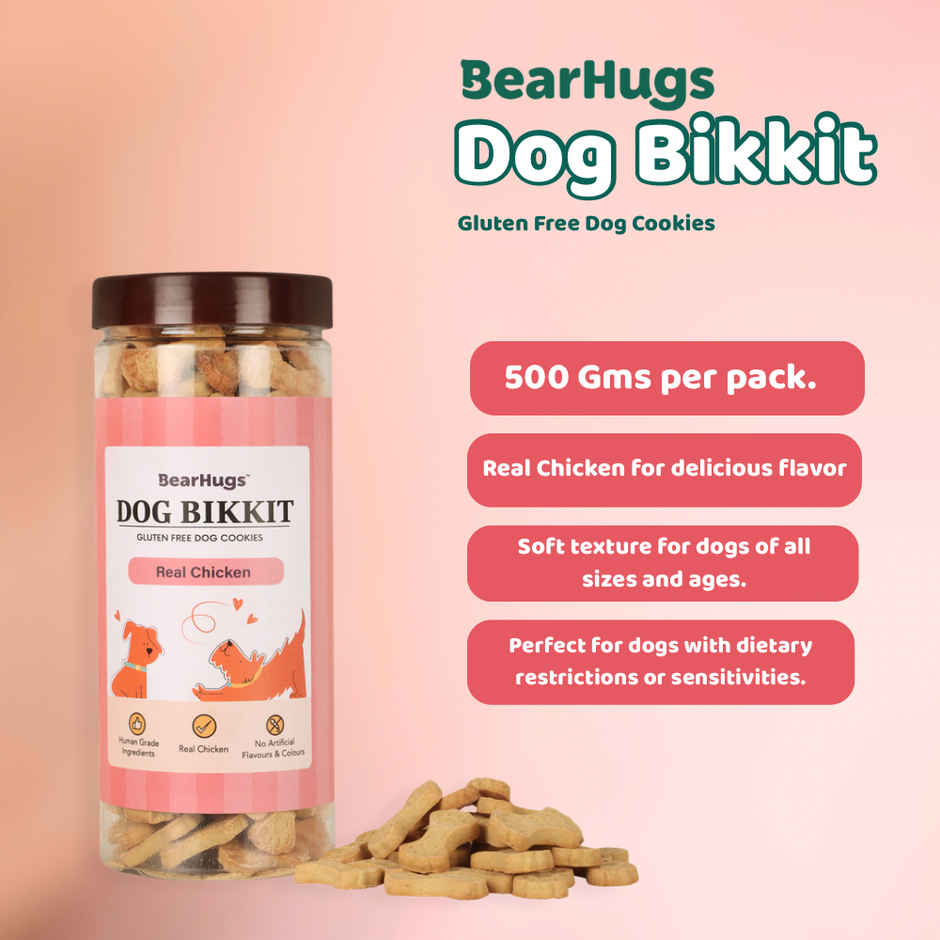 Bearhugs Dog Bikkit Real Chicken Dog Cookies(Jar)