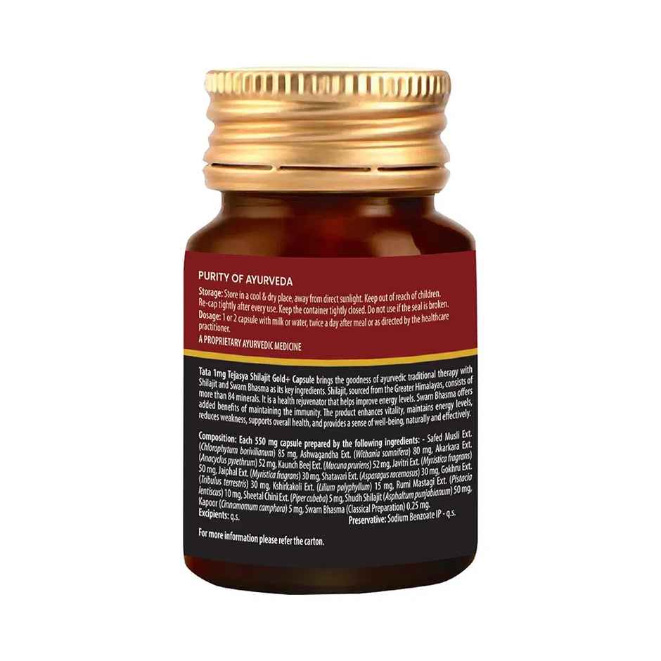 Tata 1mg Tejasya Shilajit Gold+ Capsule Pack Of 20 Capsules