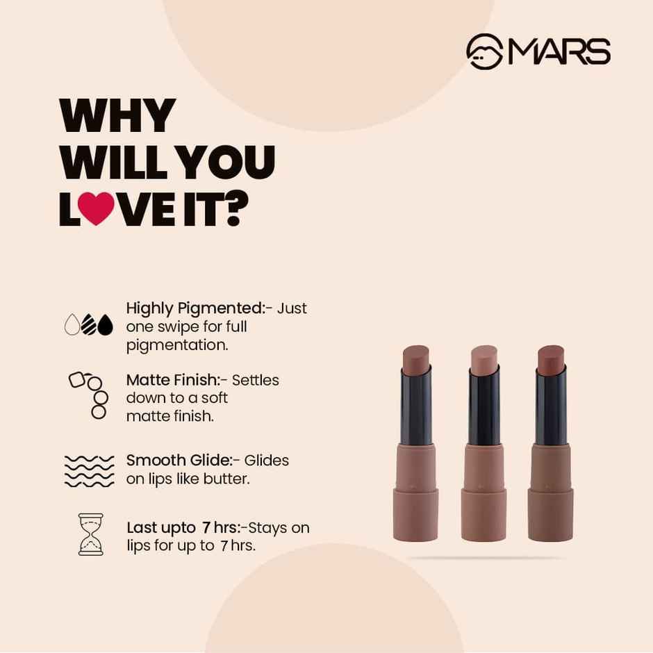 MARS Cosmetics Gift Box Set of 3 Matte Lipsticks | 04-Brown