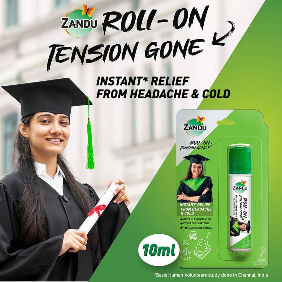 Zandu Roll-On Tension Gone, Instant Relief from Headache & Cold