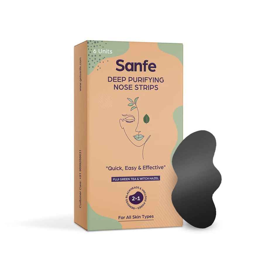 Pond'S Activated Charcoal Clear Detox Skin, With Vitamin B6 Sheet Mask(25ml) & Sanfe Deep Purifying Nose Strips For Women With Fuji Green Tea & Witch Hazel Extracts(6pc) Combo