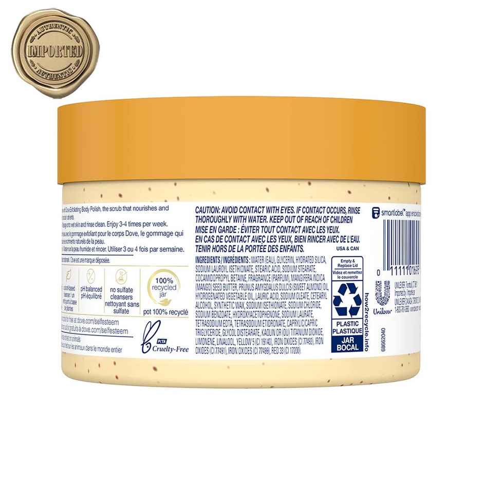 Dove Body Polish Scrub | Almond & Mango Butter | For Dry Skin | Get Soft & Smooth Skin