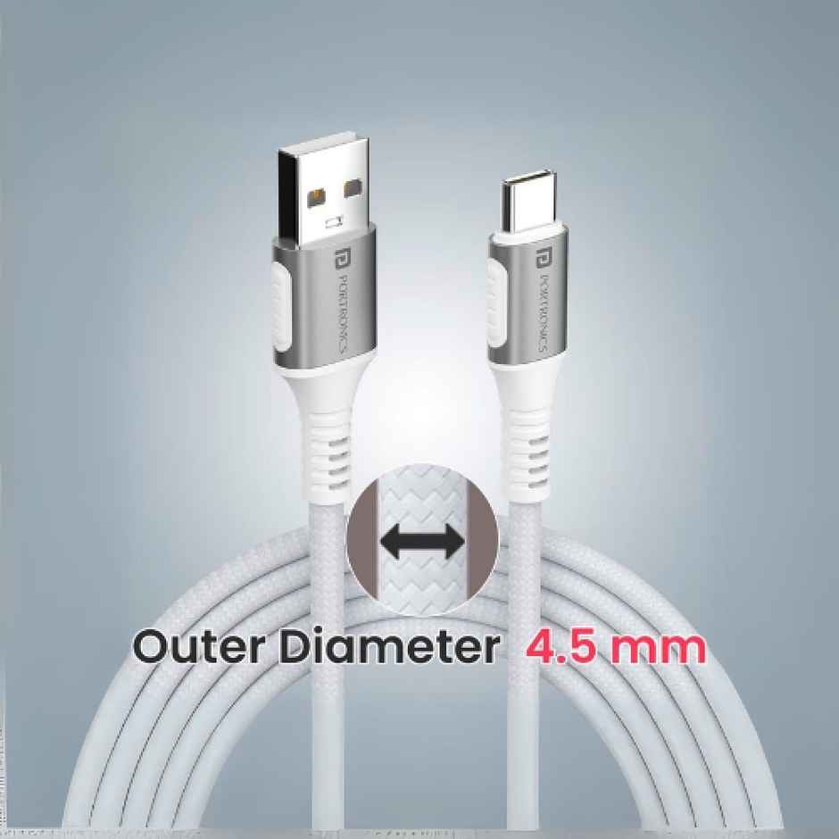 Portronics 1.5 m USB A to Type C Cable | White