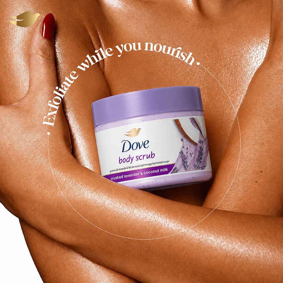Dove Exfoliating Body Polish Scrub Crushed Lavender & Coconut Milk For Dry Skin