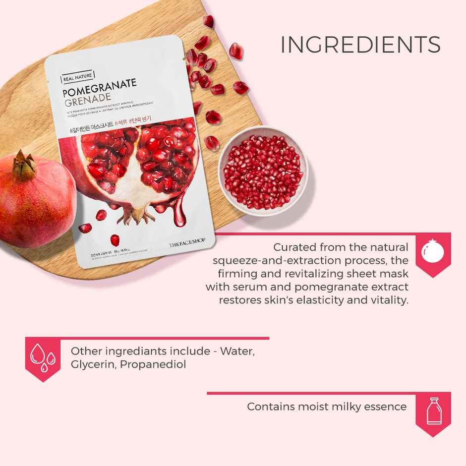 The Face Shop Real Nature Pomegranate Face Mask (Sheet Mask) Combo