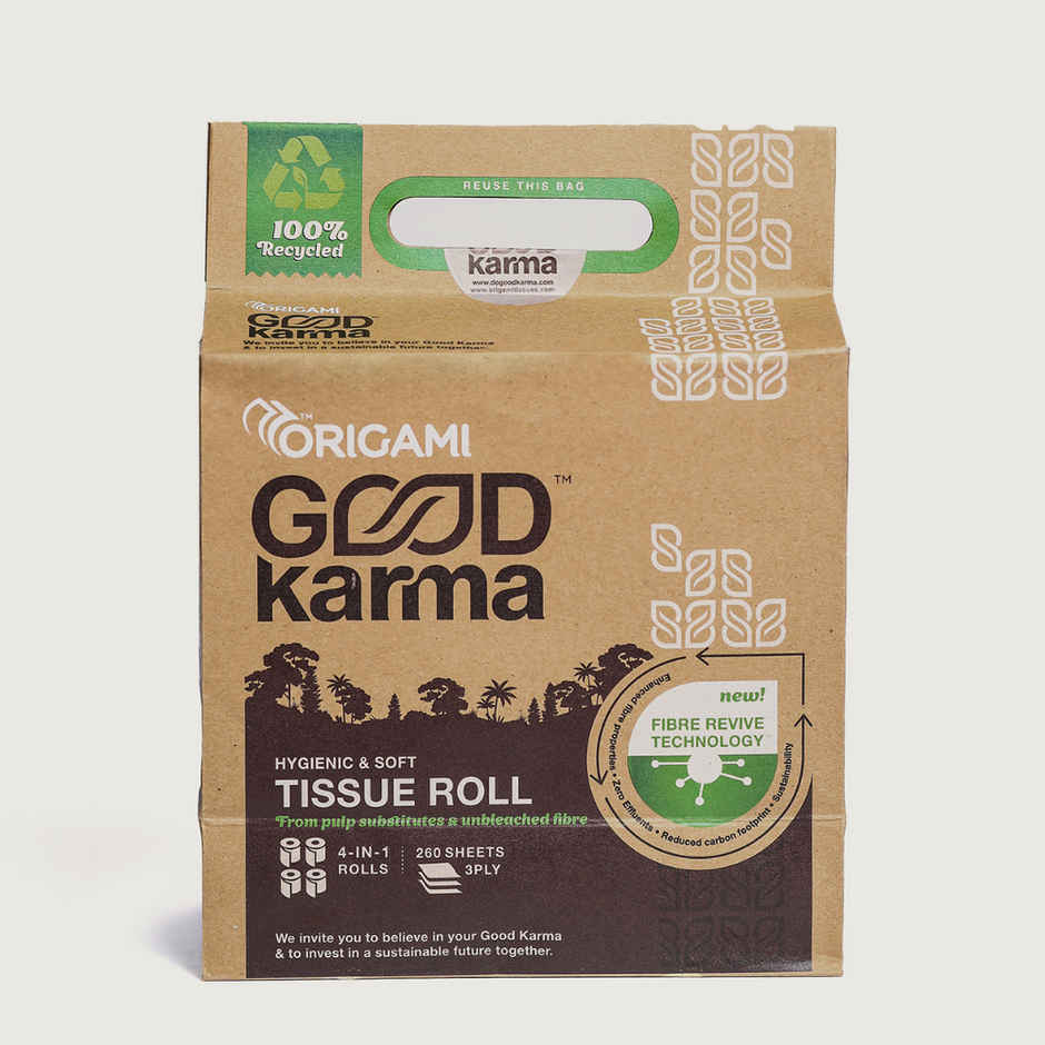 Origami Good Karma 3Ply 4 in 1 Toilet Tissue Roll | 260 Pulls Each