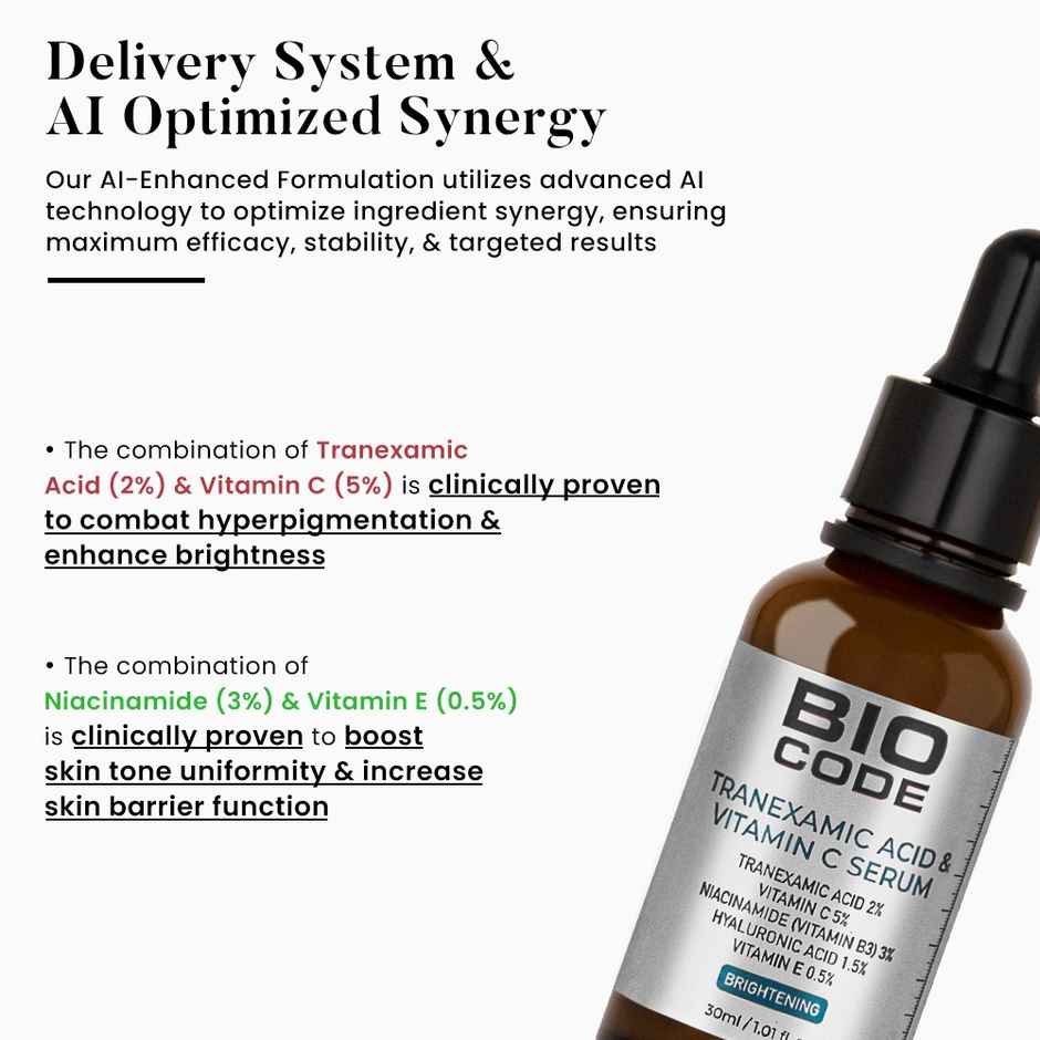 Bio Code Radiance Renewal Serum - Tranexamic Acid & Vitamin C | AI-Enhanced Brightening Formula