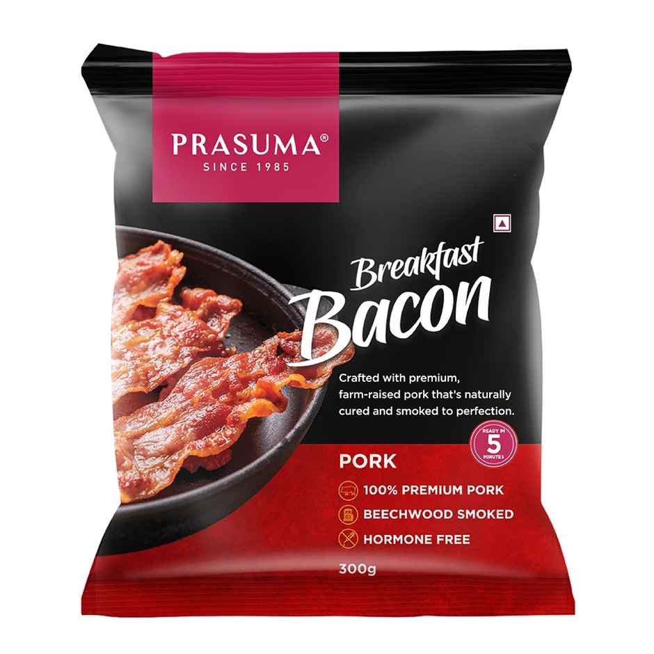 Prasuma Pork Breakfast Bacon 300g | Cured & Smoked | Imported Pork| India's No.1 Bacon