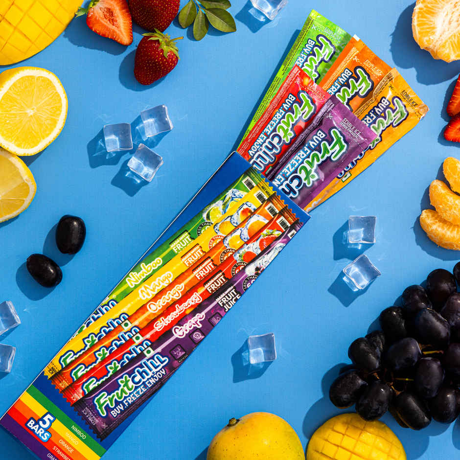 Fruitchill Ice Pops/Frozen Juice Bars Multipack- Mango, Strawberry, Orange, Nimboo, Grape