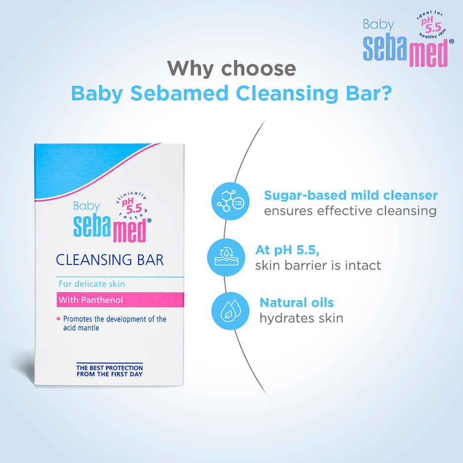 Sebamed Cleansing Bar pH 5.5 Baby Soap For Kids | White | 1 month - 6 years Combo