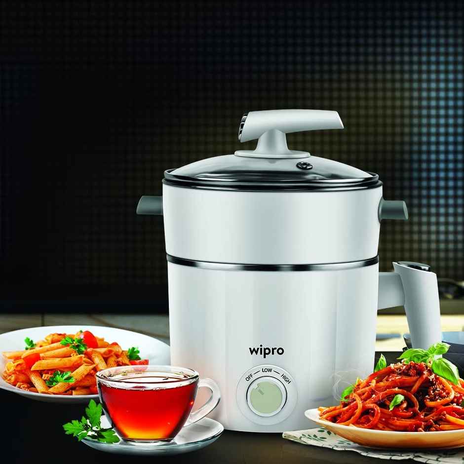 Wipro Vesta 1.2 L Multicooker Kettle | (White, 600 Watt)