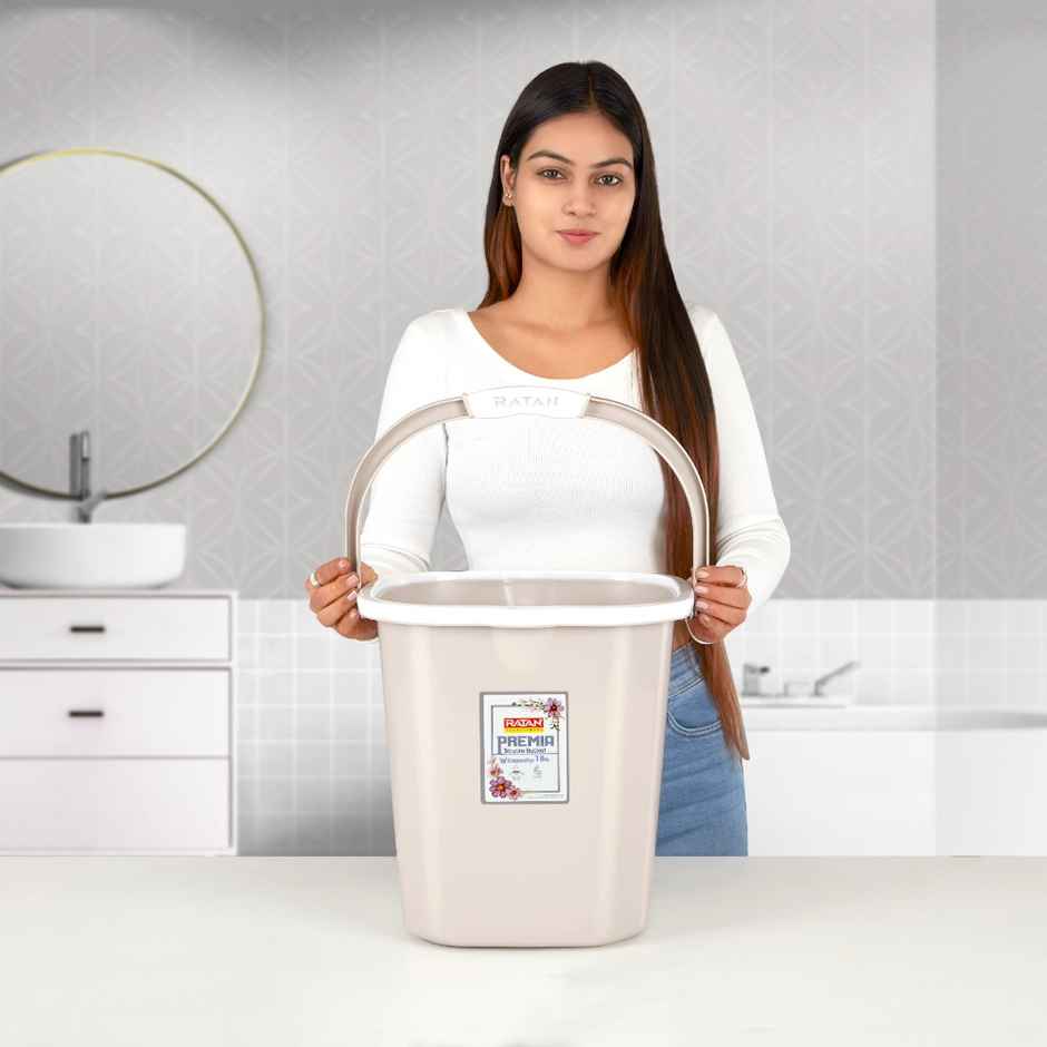 Ratan Plasticware Premia Bucket (18L X 1) - Desert Rose|Light Weight And Easy To Carry