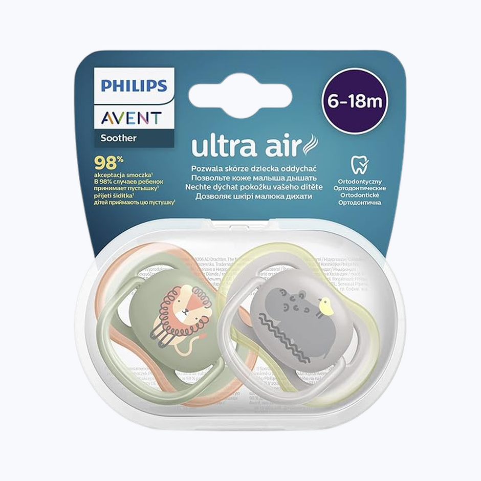 Philips Avent Ultra Air Pacifier | Packof2 | High Ventilation | 98% Acceptance | 6-18 M | SCF085/17
