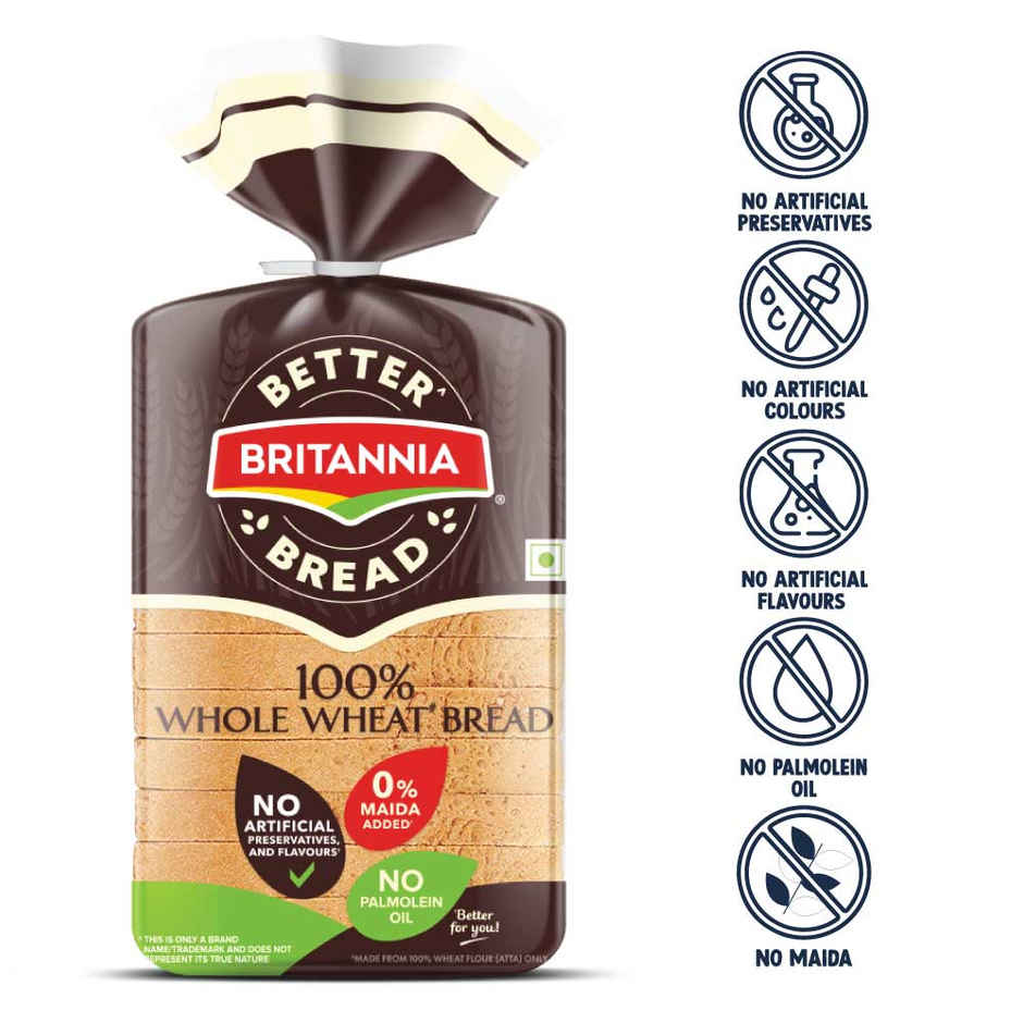 Britannia Better Pure Whole Wheat Bread (No Preservative, No Maida)
