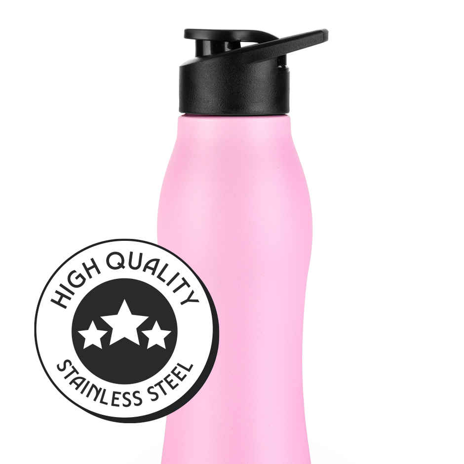 Borosil Grip Go BIS Approved Single Wall Stainless Steel Water Bottle | Pink | 950 ml