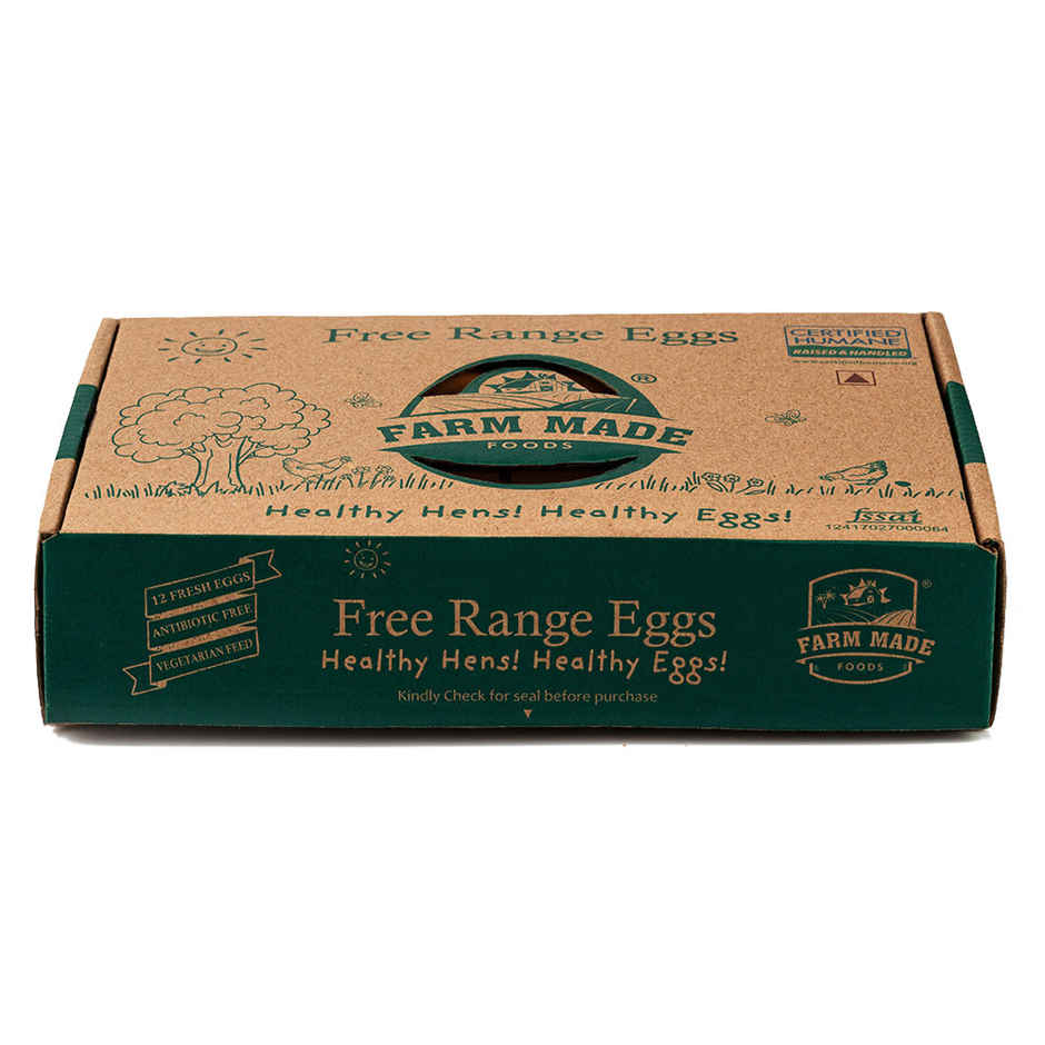 Farm Made Free Range Brown Eggs, 12 Pieces - Protein Rich, Veg Feed, Non-Fertile