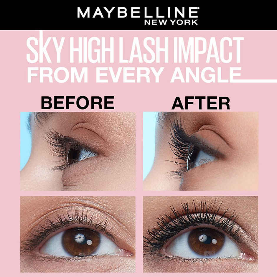 Maybelline New York Lash Sensational Sky High Waterproof Mascara Lengthening & Volumizing Mascara With Bamboo Exract & Fibres Very Black 6Ml