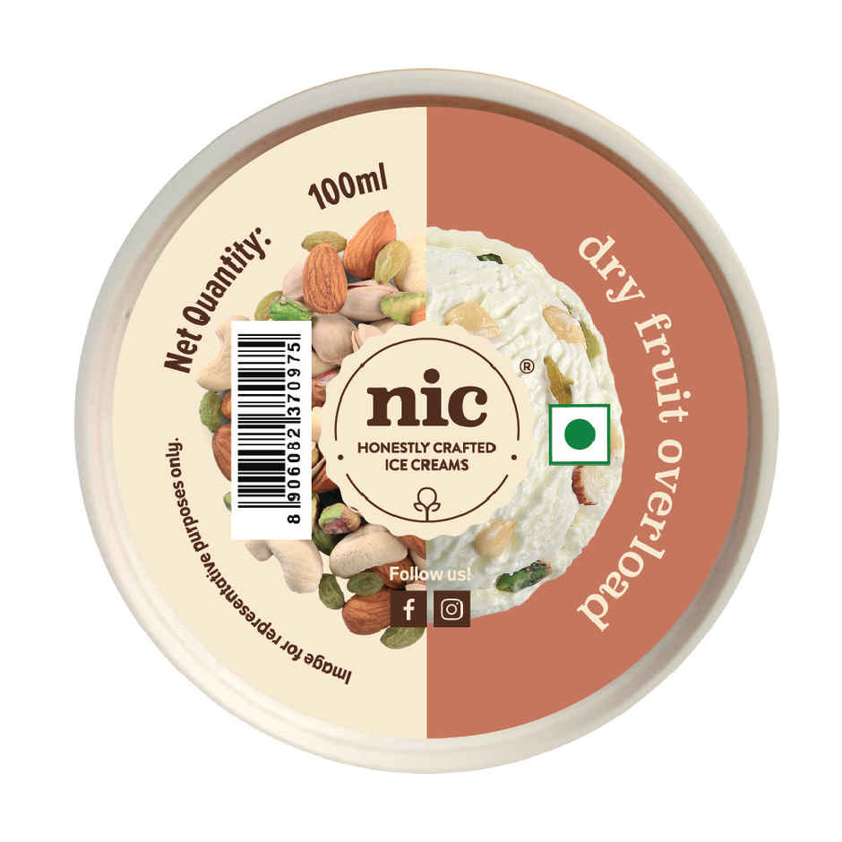 NIC Dry Fruit Overload Ice Cream Cup | Preservative Free | No Artificial Flavors