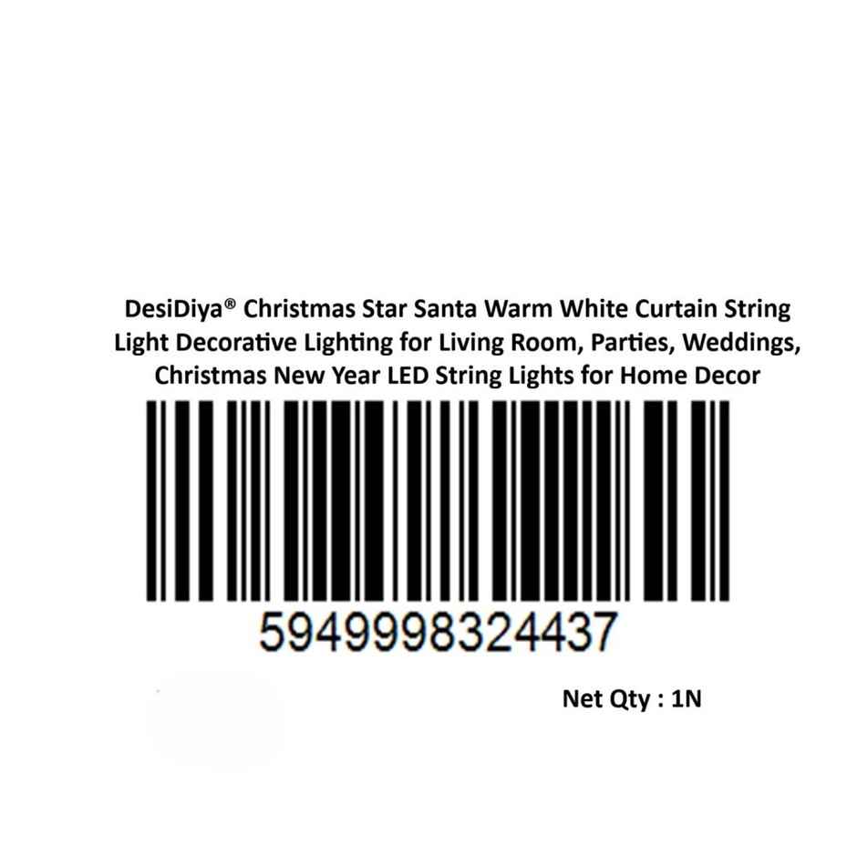 DesiDiya Christmas Star Santa Warm White Curtain String Light Decorative Lighting
