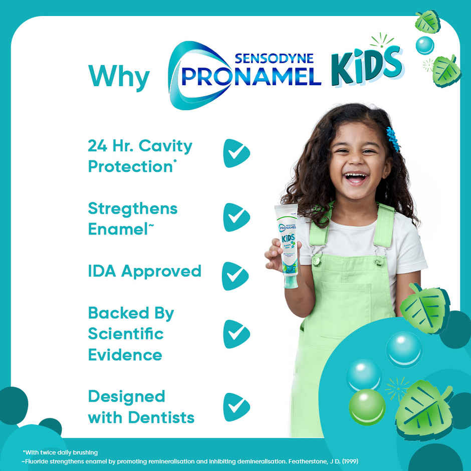 Sensodyne Pronamel Kids Toothpaste, 24Hr Cavity Protection, for 2+ Yrs (Bubble Mint Flavour)