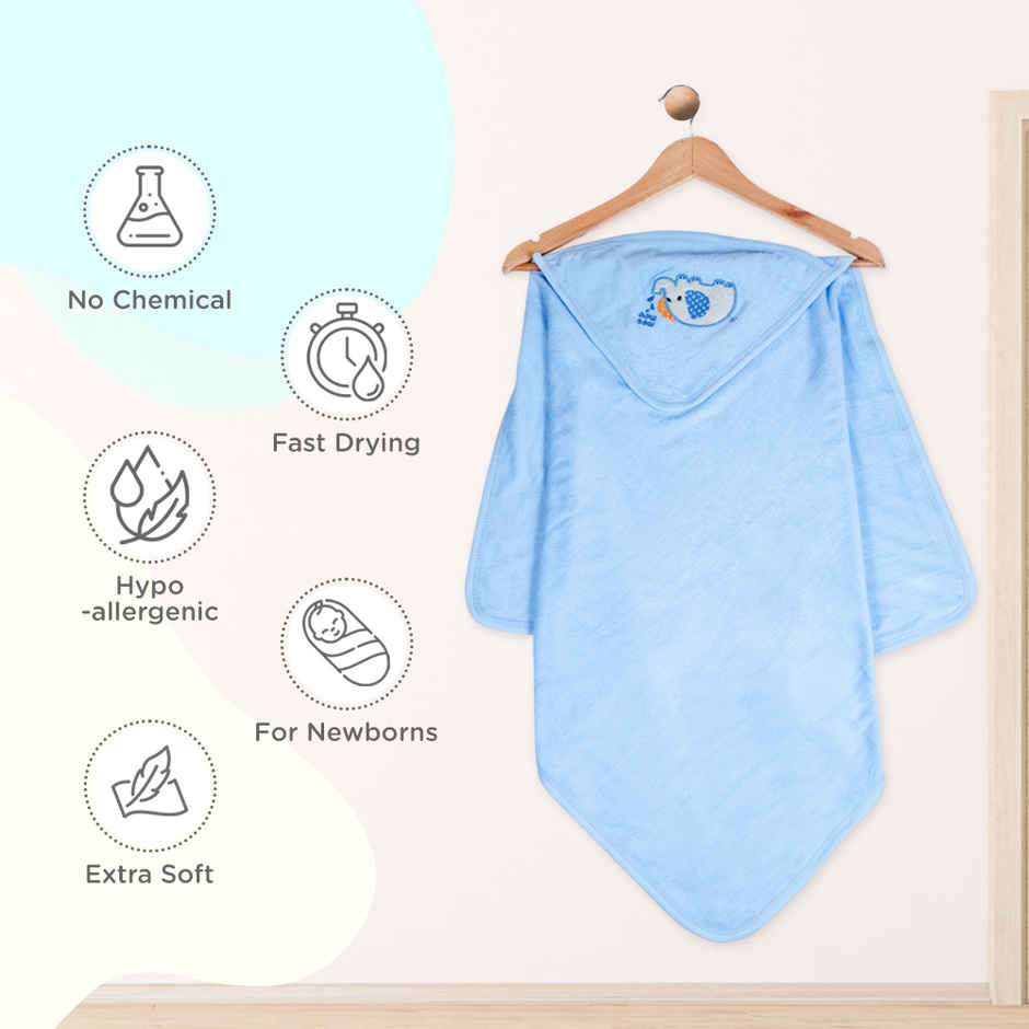 Mee Mee Bamboo Cotton Premium Baby Washcloth | Newborn Essentials | Blue | 80x80 cm