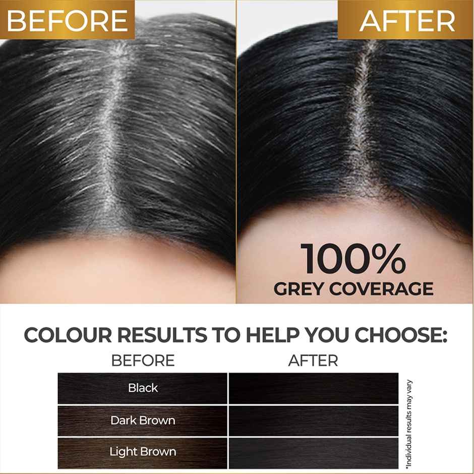 Streax Gel Hair Colour For Women, Natural Black 1 |100% Grey Coverage