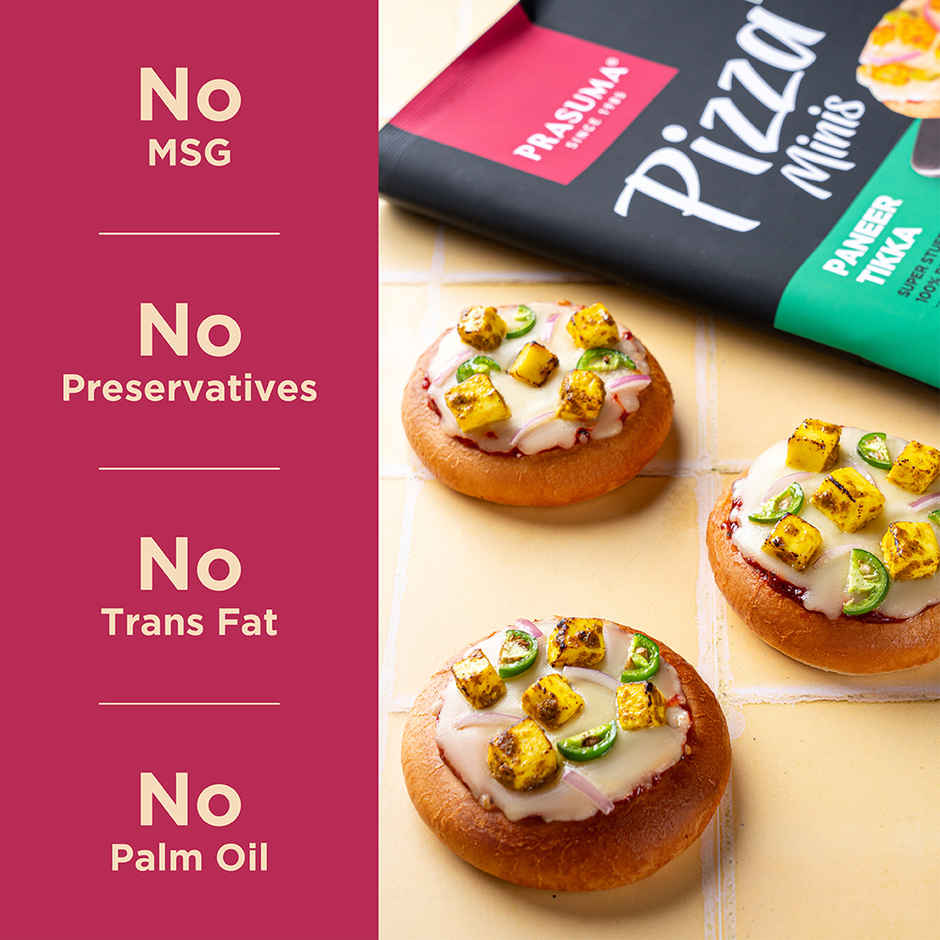 Prasuma Paneer Tikka Pizza Minis 2 pc 4.5 inches| Microwave, oven, airfryer or tawa