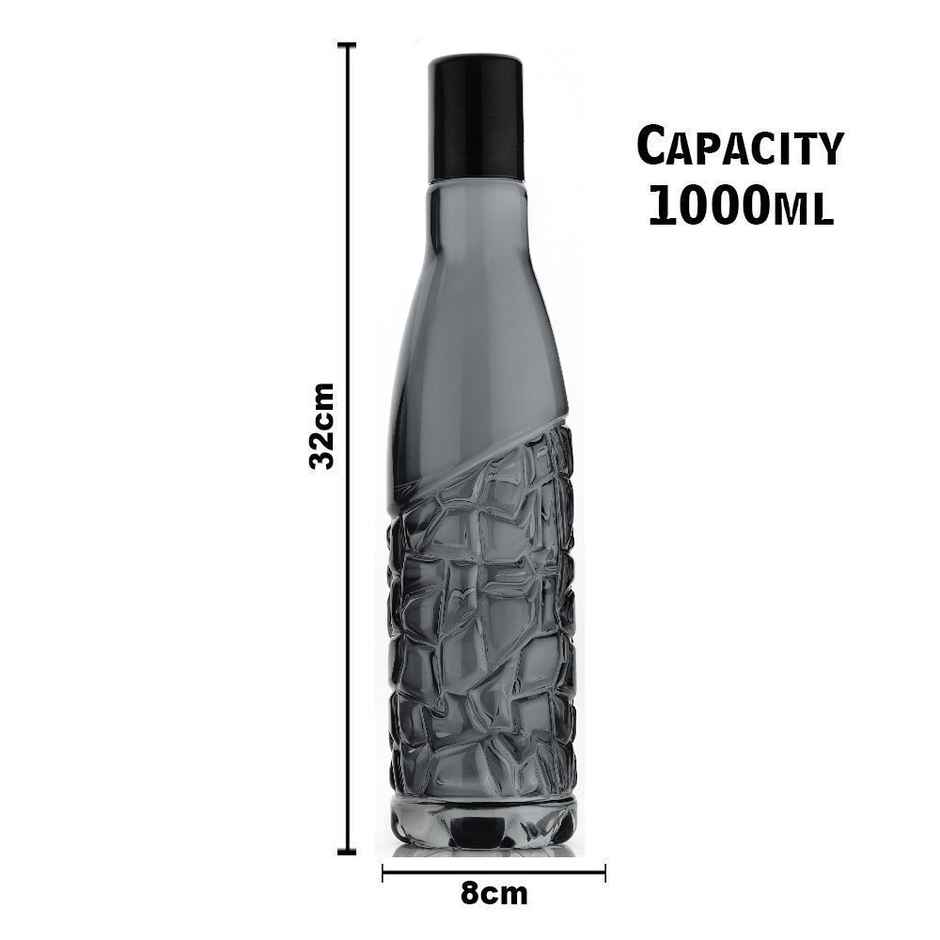 2Mech Plastic Stylish Crystal Design Water Bottle | Angel Pink, Aqua, and Black | 1 L