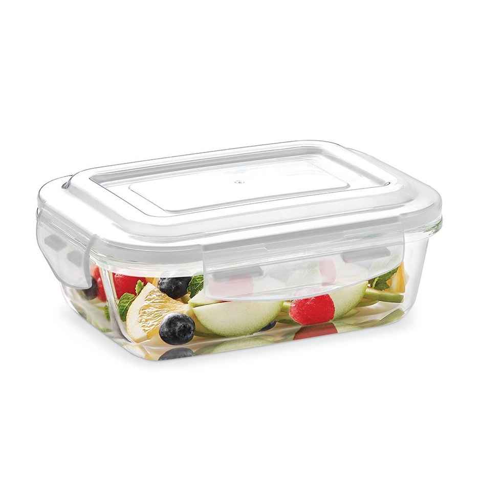 Borosil Klip N Store Storage Container With Airtight Lid (370 ml) | Borosilicate Glass