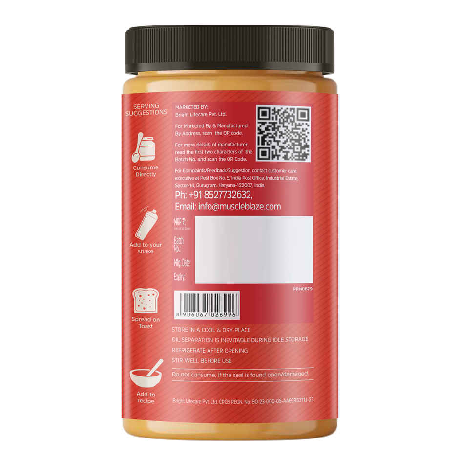 MuscleBlaze High Protein Natural Peanut Butter (Crunchy) Combo