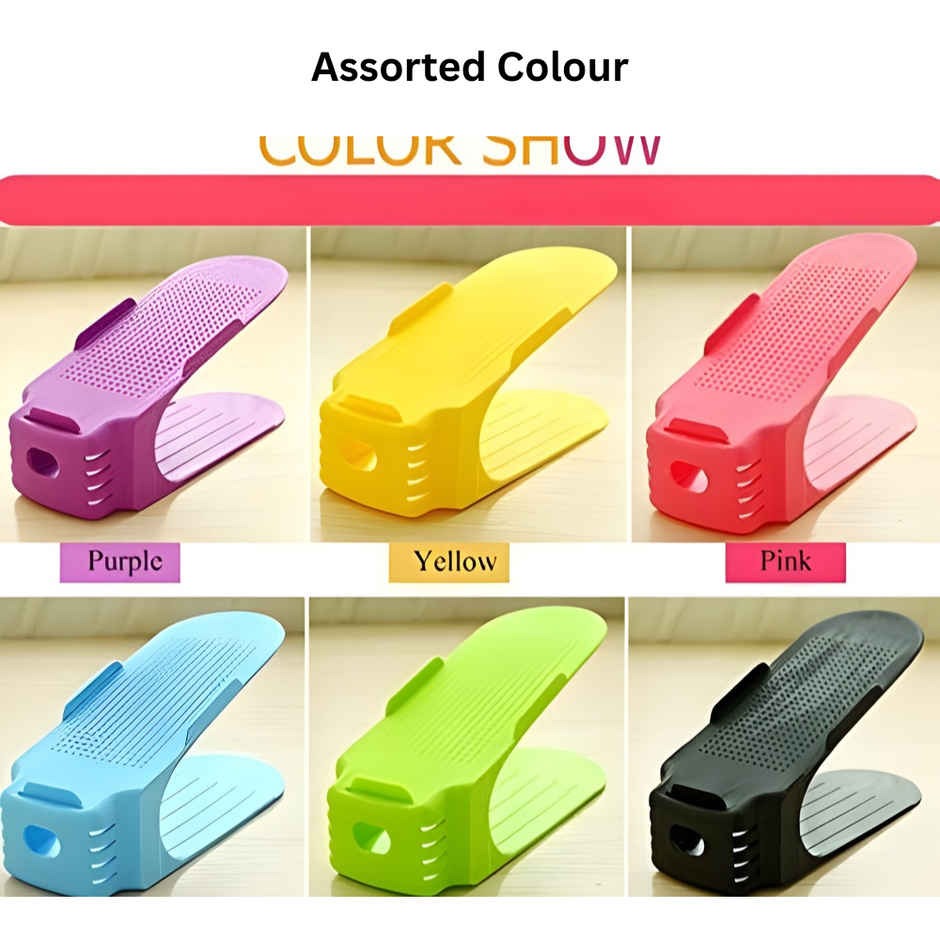Se7en Adjustable Space Saving Shoe Rack Slots Organizer | Assorted Color