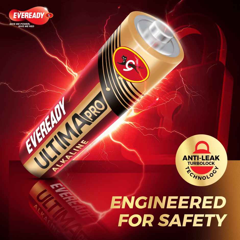 Eveready Ultima Pro Alkaline AA Battery | 800% Longer Lasting|Pack of 4