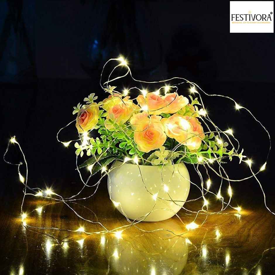 Festivora Battery Powered Copper Wire Led String Lights | Warm White Color For Decoration
