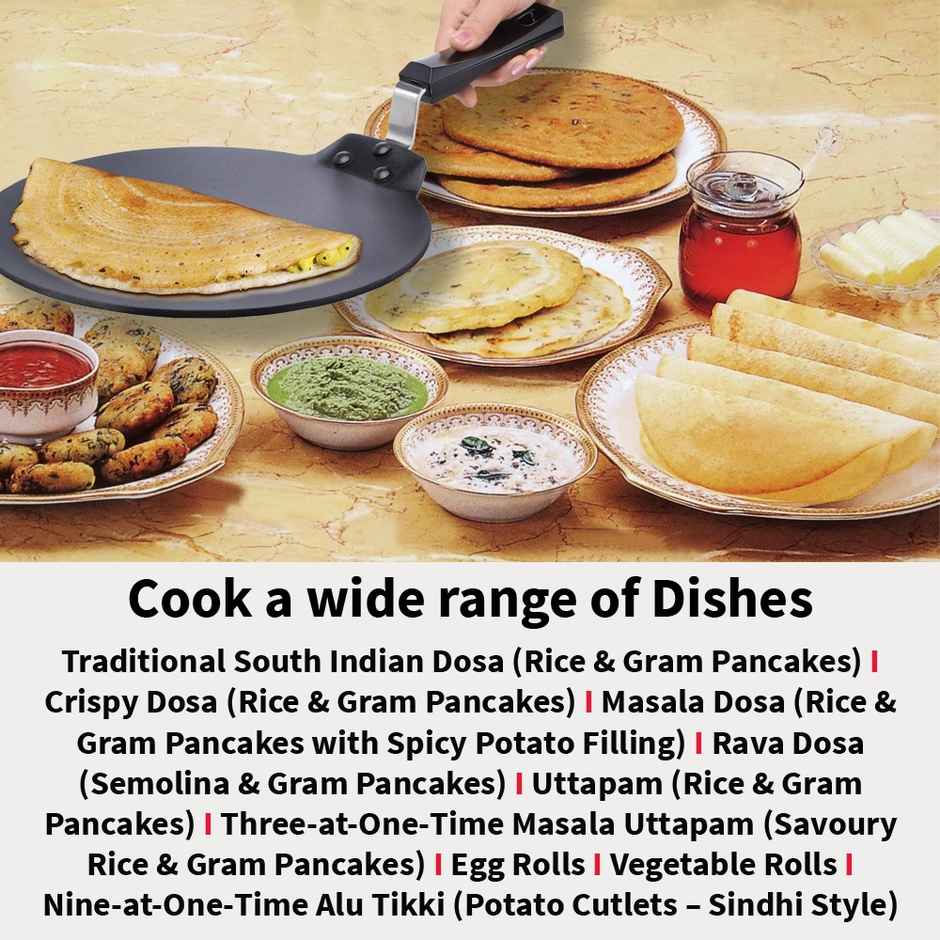 Hawkins Futura 28 Cm Dosa Tava Non Stick Dosa Tawa Small Dosa Tawa - Black