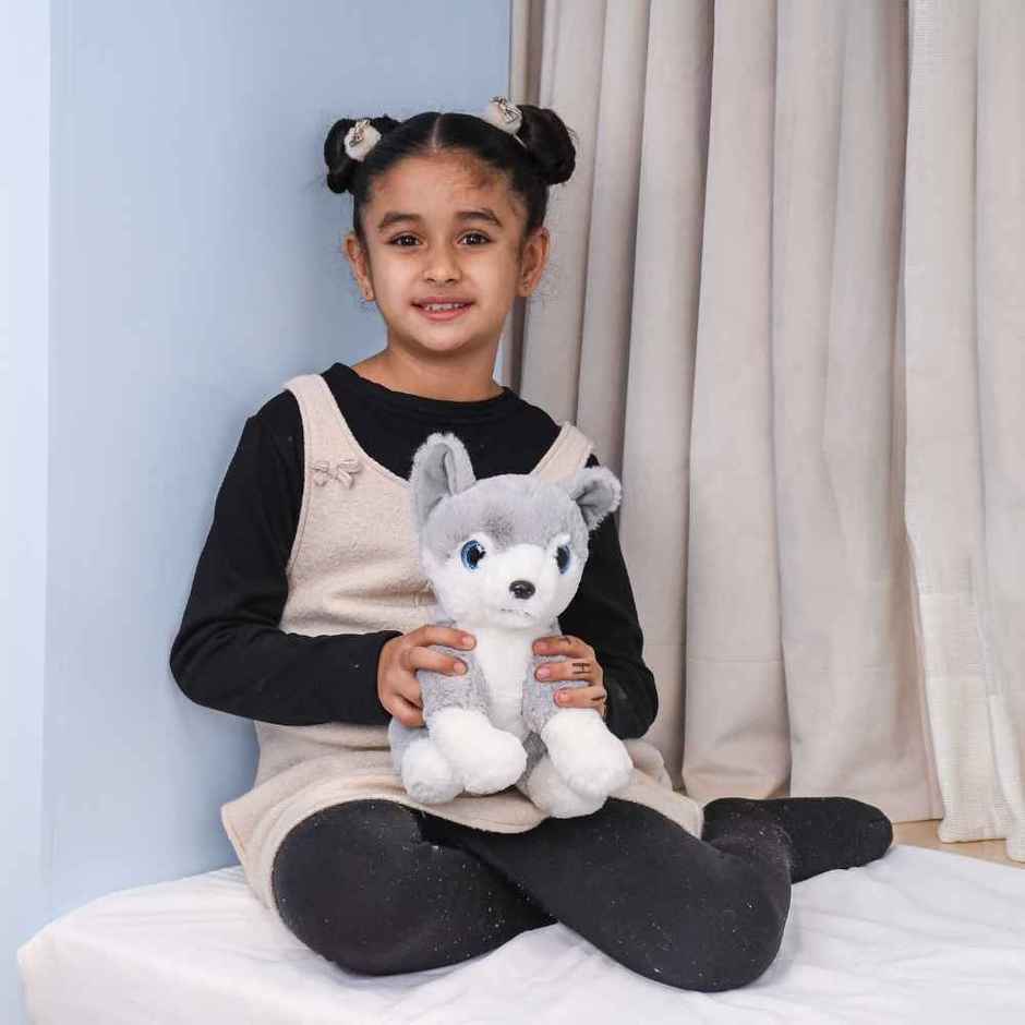 Mirada Glitter Eye Grey Husky Dog Soft Toy - 25cm